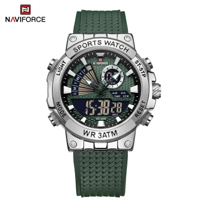 NAVIFORCE 9219 Creative Multifunction Man Wristwatches TPU Strap LCD Display Electronic Watches for Men Casual Wild Male Clock